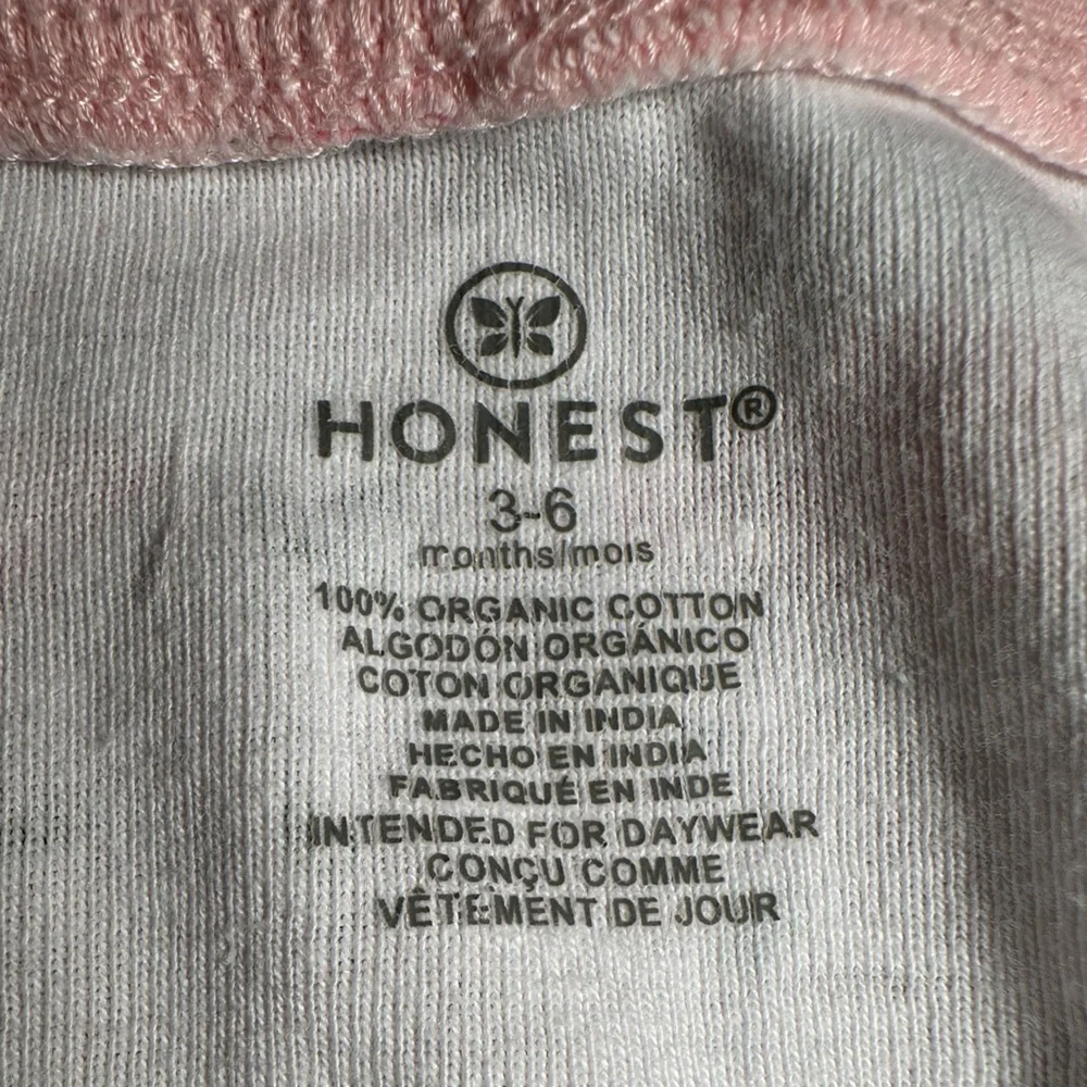 Honest Organic Cotton Gray Ballerina Bunnies Pink Roses Adorable Sweet ~3-6 Mos.